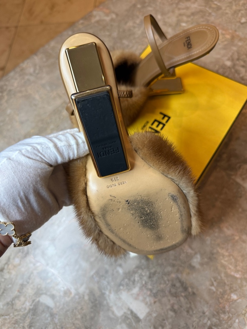 Fendi Brown Fur Slide Mules - Picture 3 of 8
